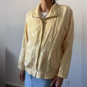 Retro  bomber jacket, yellow, gold feathers size L, Mureli